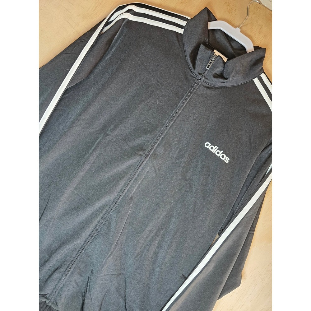 Adidas Mens Essentials 3-Stripes Track Jacket Black White FM5770 Size Large